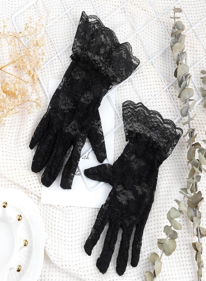 Xioabre Black Lace Gloves for Halloween, Opera & Tea Party - Women's Fashion Masquerade Gloves - Image 4